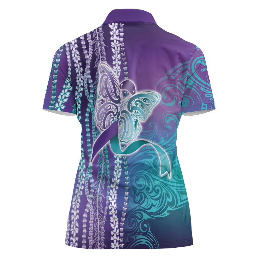 Suicide Prevention Awareness Women Polo Shirt Maile Pikake Lokelani Crown Flower Lei Inspired