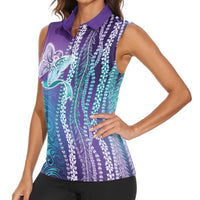 Suicide Prevention Awareness Women Sleeveless Polo Shirt Maile Pikake Lokelani Crown Flower Lei Inspired