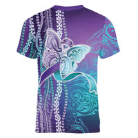 Suicide Prevention Awareness Women V-Neck T-Shirt Maile Pikake Lokelani Crown Flower Lei Inspired