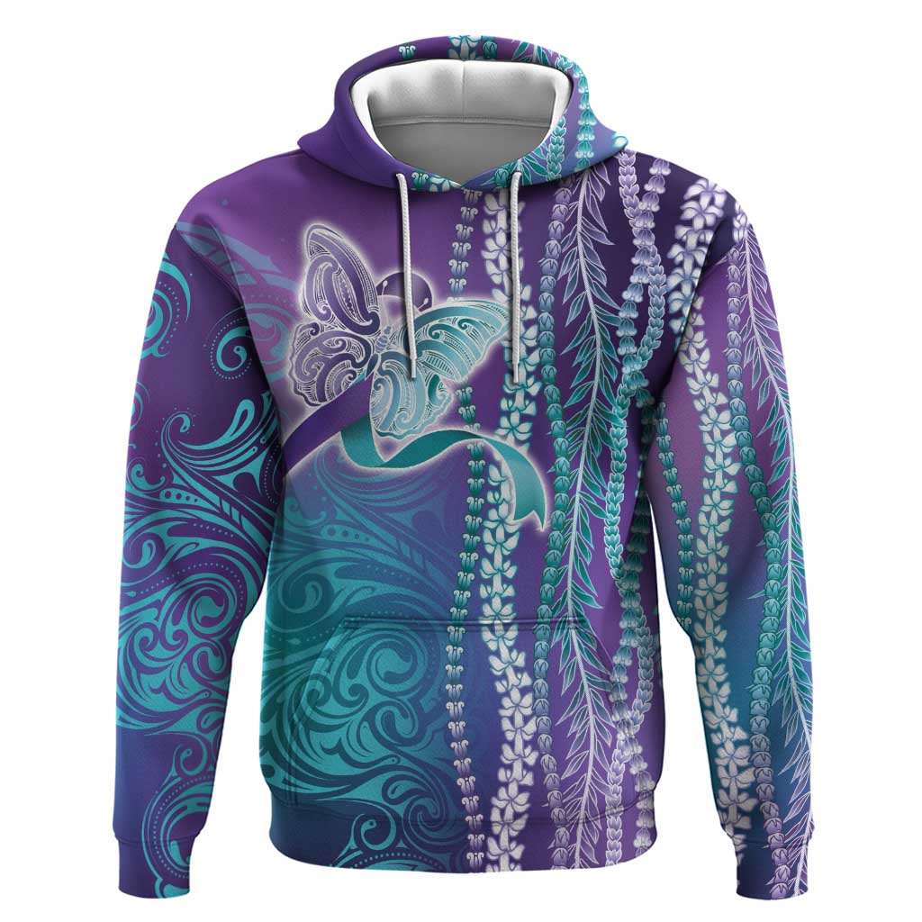 Suicide Prevention Awareness Zip Hoodie Maile Pikake Lokelani Crown Flower Lei Inspired LT9 Pullover Hoodie Multicolor - Polynesian Pride