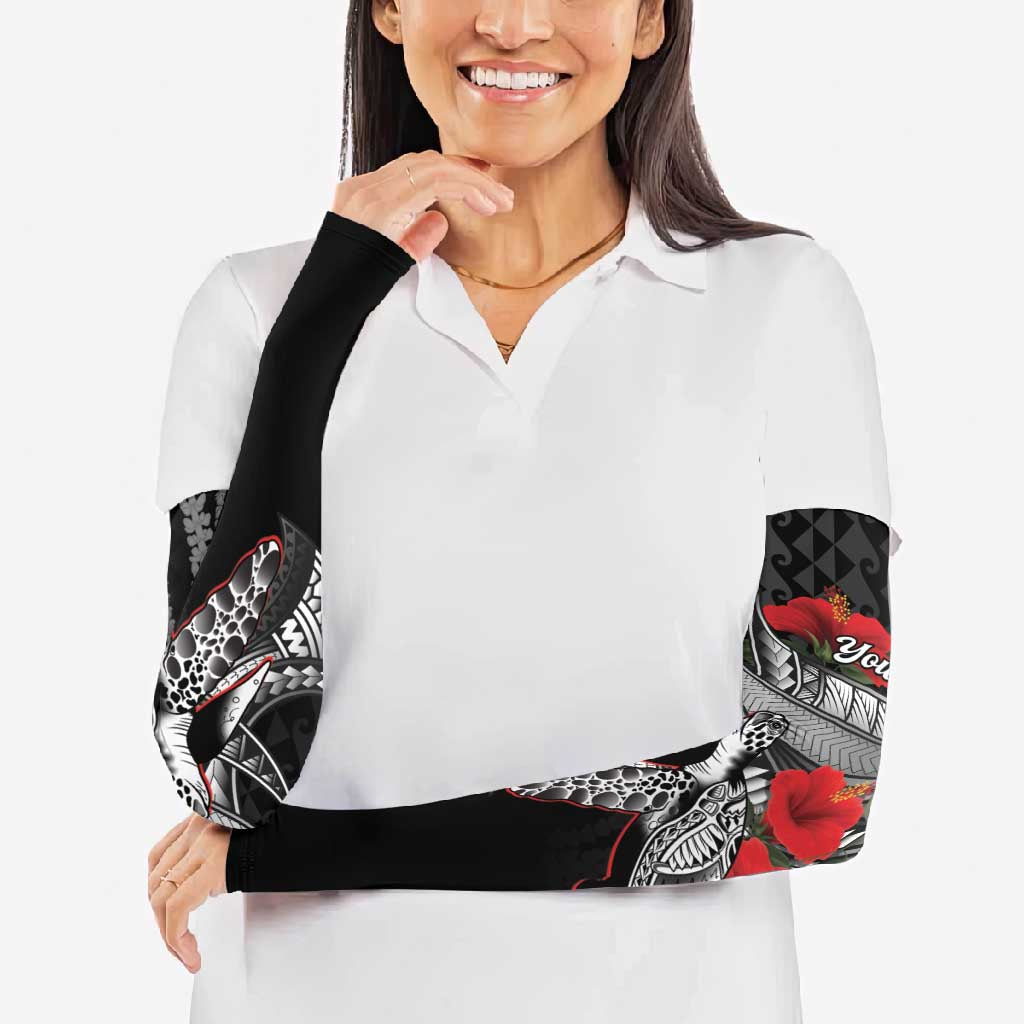 Hawaiian Honu Personalized Arm Sleeves Black Tribal Hook Pattern