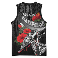 Hawaiian Honu Personalized Basketball Jersey Black Tribal Hook Pattern