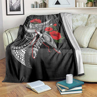 Hawaiian Honu Personalized Blanket Black Tribal Hook Pattern