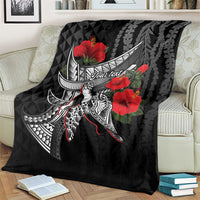 Hawaiian Honu Personalized Blanket Black Tribal Hook Pattern