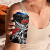 Hawaiian Honu Personalized 4 in 1 Can Cooler Tumbler Black Tribal Hook Pattern