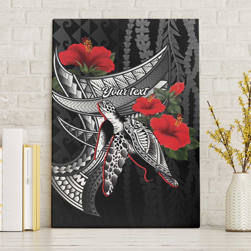 Hawaiian Honu Personalized Canvas Wall Art Black Tribal Hook Pattern