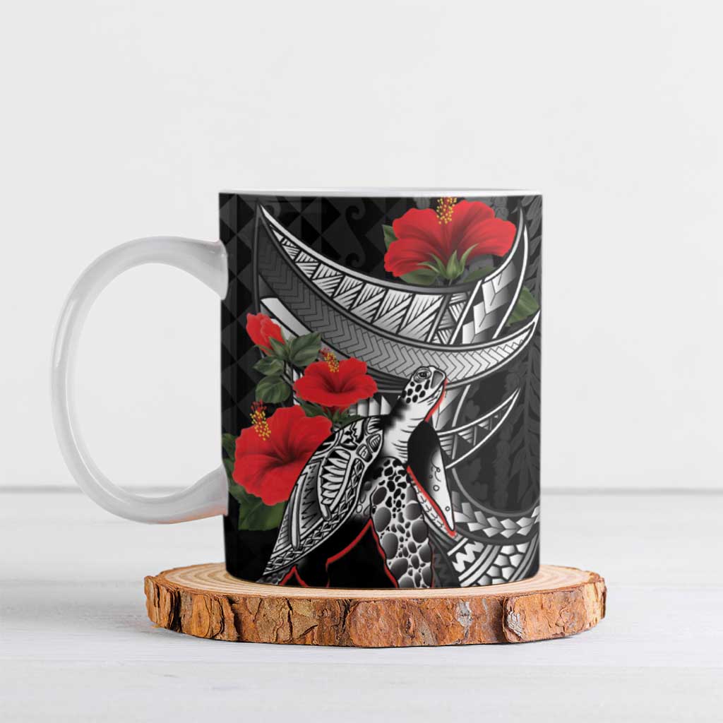 Hawaiian Honu Personalized Ceramic Mug Black Tribal Hook Pattern