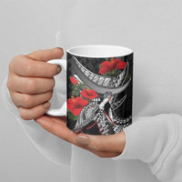 Hawaiian Honu Personalized Ceramic Mug Black Tribal Hook Pattern