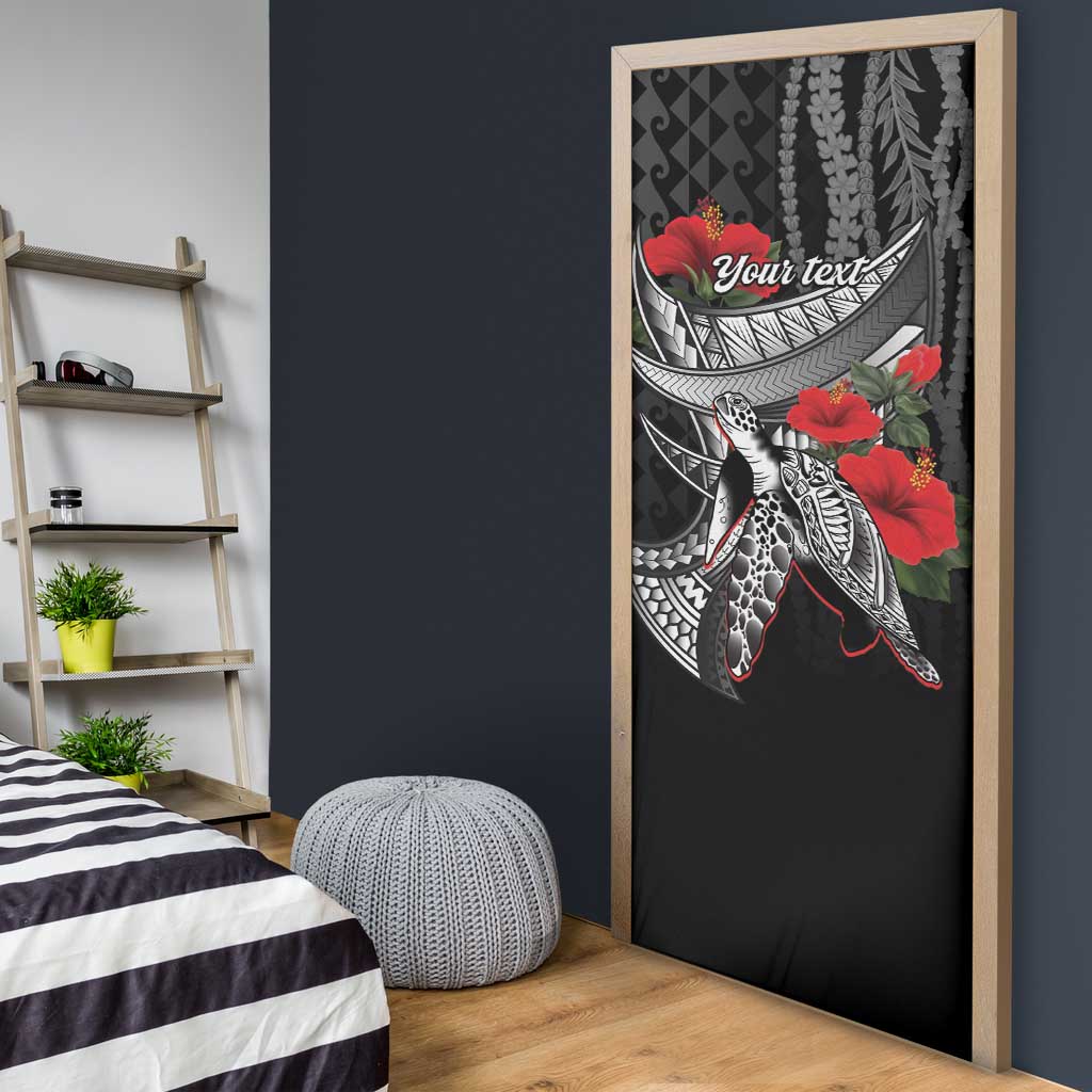 Hawaiian Honu Personalized Door Cover Black Tribal Hook Pattern