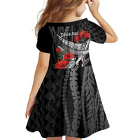 Hawaiian Honu Personalized Family Matching Long Sleeve Bodycon Dress and Hawaiian Shirt Black Tribal Hook Pattern LT9 - Polynesian Pride