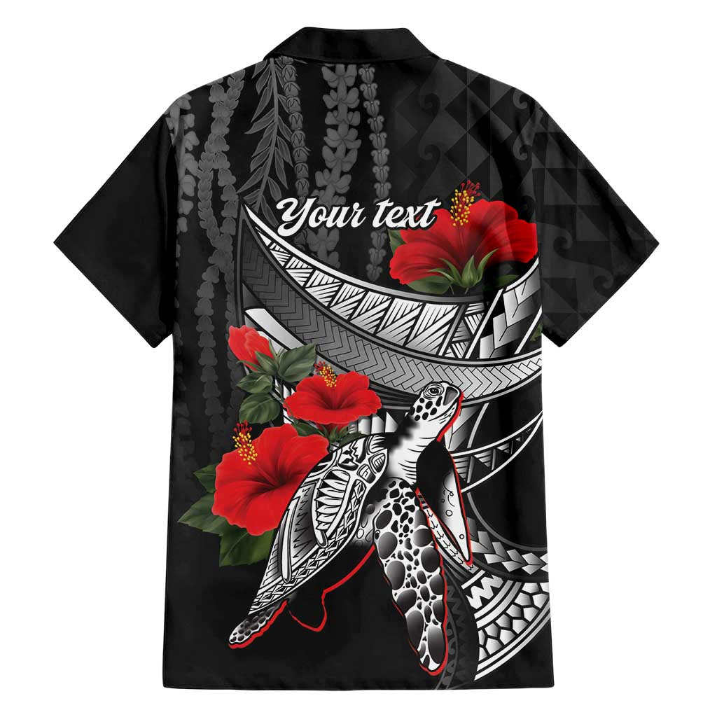 Hawaiian Honu Personalized Family Matching Long Sleeve Bodycon Dress and Hawaiian Shirt Black Tribal Hook Pattern LT9 - Polynesian Pride