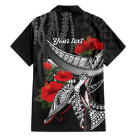 Hawaiian Honu Personalized Family Matching Long Sleeve Bodycon Dress and Hawaiian Shirt Black Tribal Hook Pattern LT9 - Polynesian Pride