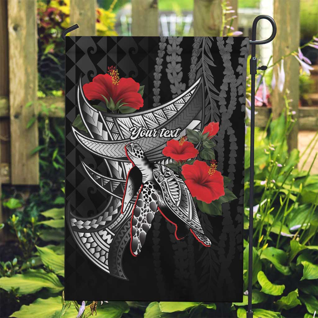 Hawaiian Honu Personalized Garden Flag Black Tribal Hook Pattern
