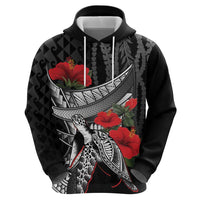 Hawaiian Honu Personalized Hoodie Black Tribal Hook Pattern