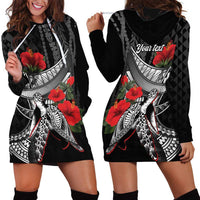 Hawaiian Honu Personalized Hoodie Dress Black Tribal Hook Pattern