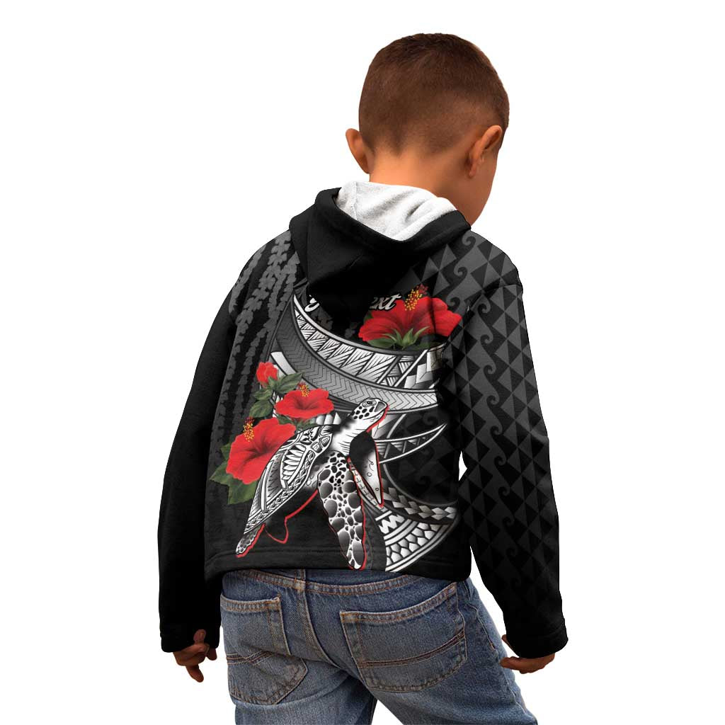 Hawaiian Honu Personalized Kid Hoodie Black Tribal Hook Pattern