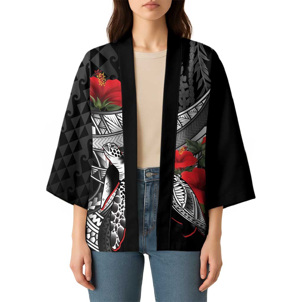 Hawaiian Honu Personalized Kimono Black Tribal Hook Pattern