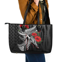 Hawaiian Honu Personalized Leather Tote Bag Black Tribal Hook Pattern