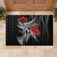 Hawaiian Honu Personalized Rubber Doormat Black Tribal Hook Pattern