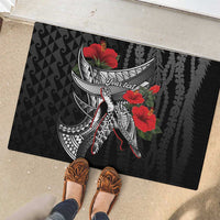 Hawaiian Honu Personalized Rubber Doormat Black Tribal Hook Pattern