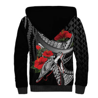 Hawaiian Honu Personalized Sherpa Hoodie Black Tribal Hook Pattern