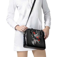 Hawaiian Honu Personalized Shoulder Handbag Black Tribal Hook Pattern