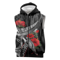 Hawaiian Honu Personalized Sleeveless Zip Hoodie Black Tribal Hook Pattern