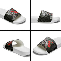 Hawaiian Honu Personalized Slide Sandals Black Tribal Hook Pattern