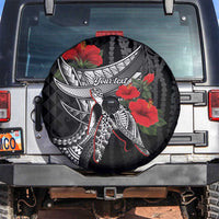 Hawaiian Honu Personalized Spare Tire Cover Black Tribal Hook Pattern