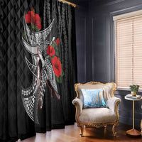 Hawaiian Honu Personalized Window Curtain Black Tribal Hook Pattern