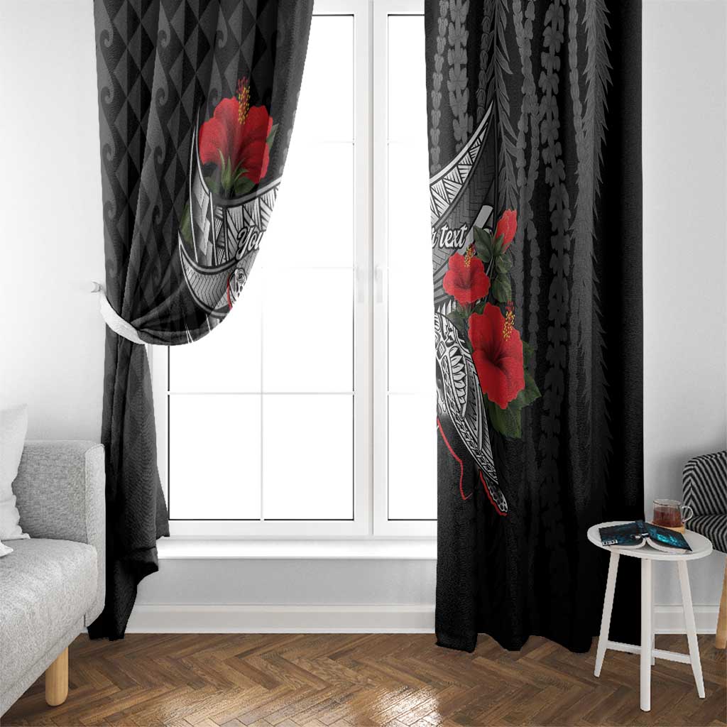 Hawaiian Honu Personalized Window Curtain Black Tribal Hook Pattern