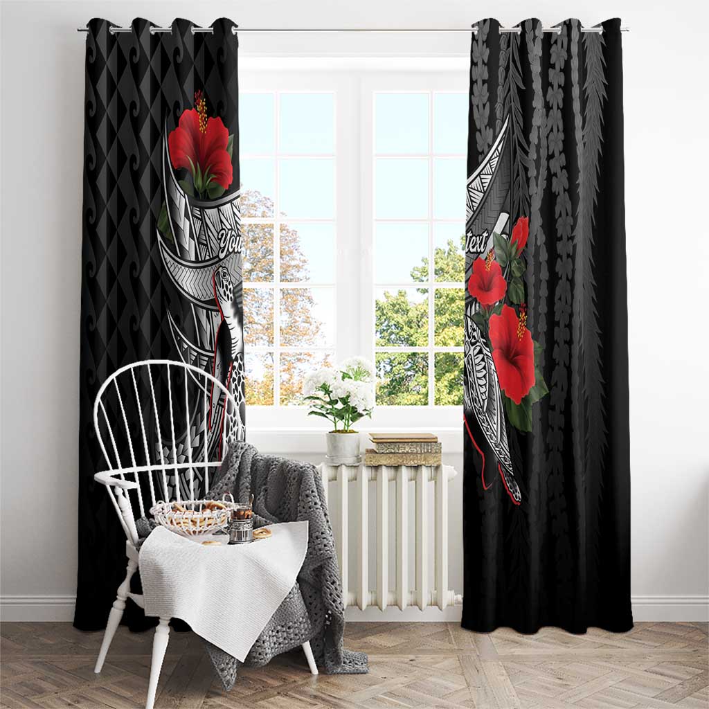 Hawaiian Honu Personalized Window Curtain Black Tribal Hook Pattern