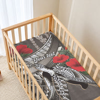 Hawaiian Honu Personalized Baby Bed Cover Mocha Mousse Hibiscus Tribal Hook Pattern LT9 - Polynesian Pride
