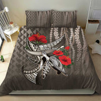 Hawaiian Honu Personalized Bedding Set Mocha Mousse Hibiscus Tribal Hook Pattern