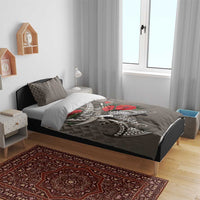 Hawaiian Honu Personalized Bedding Set Mocha Mousse Hibiscus Tribal Hook Pattern