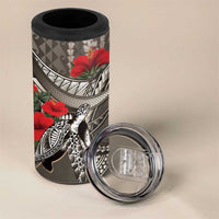 Hawaiian Honu Personalized 4 in 1 Can Cooler Tumbler Mocha Mousse Hibiscus Tribal Hook Pattern