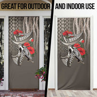 Hawaiian Honu Personalized Door Cover Mocha Mousse Hibiscus Tribal Hook Pattern