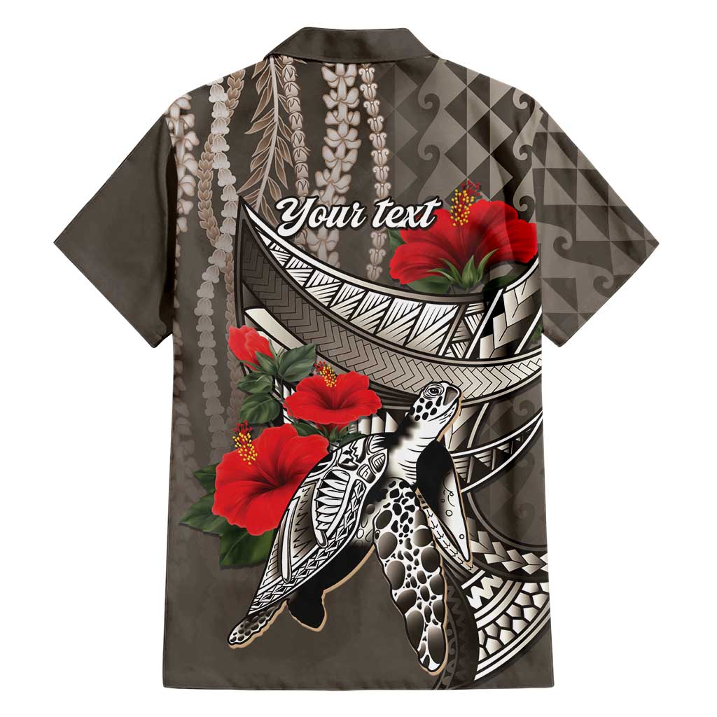 Hawaiian Honu Personalized Family Matching Mermaid Dress and Hawaiian Shirt Mocha Mousse Hibiscus Tribal Hook Pattern