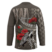Hawaiian Honu Personalized Hockey Jersey Mocha Mousse Hibiscus Tribal Hook Pattern