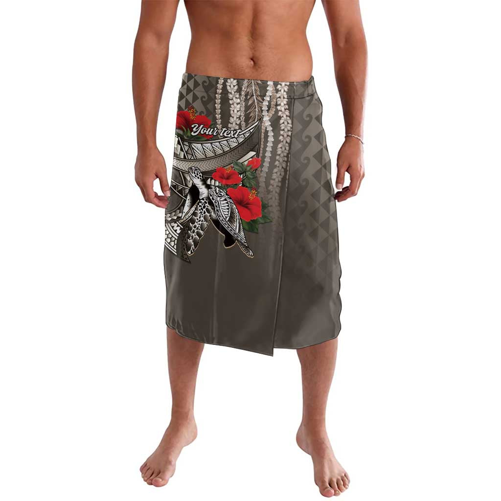 Hawaiian Honu Personalized Lavalava Mocha Mousse Hibiscus Tribal Hook Pattern