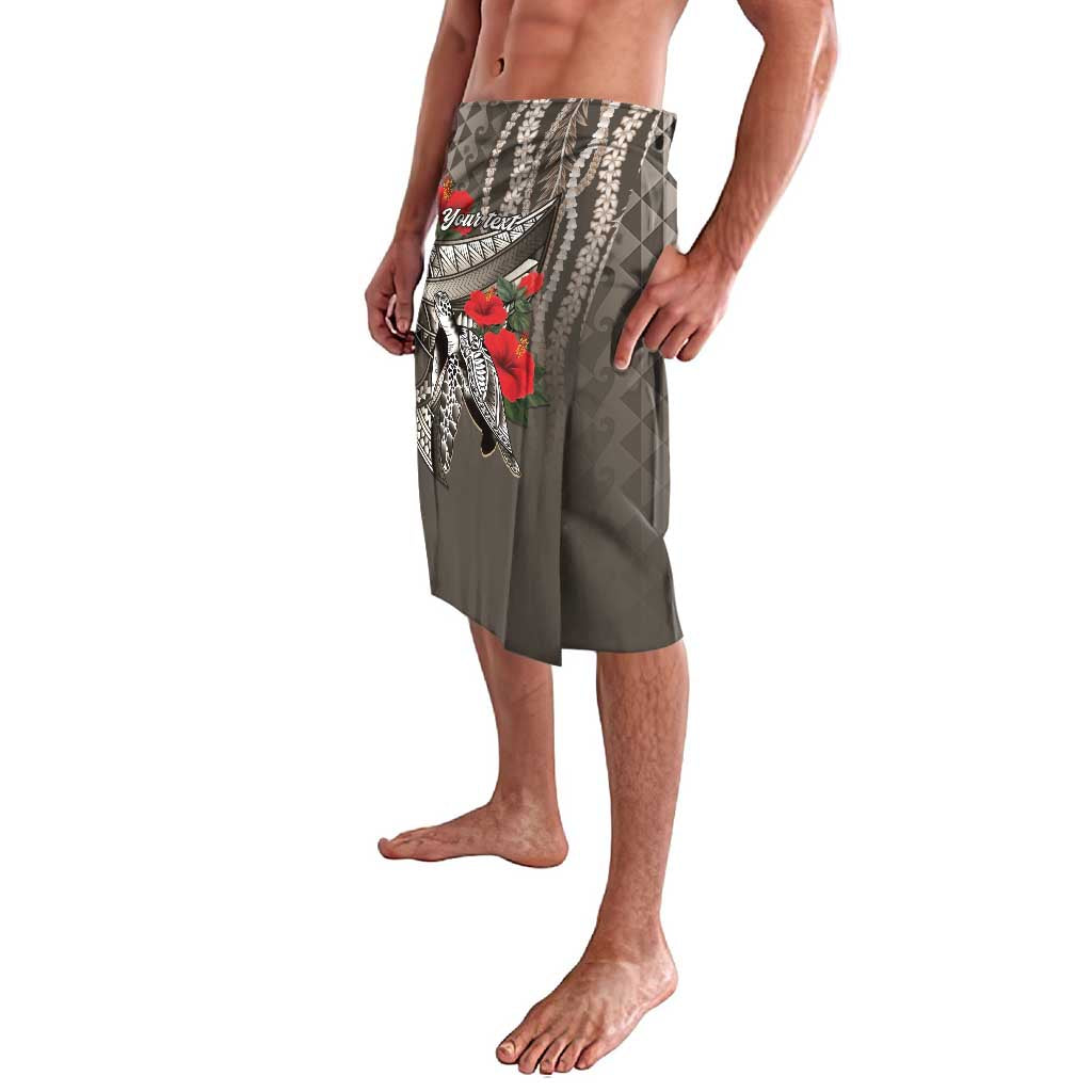 Hawaiian Honu Personalized Lavalava Mocha Mousse Hibiscus Tribal Hook Pattern