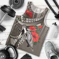 Hawaiian Honu Personalized Men Tank Top Mocha Mousse Hibiscus Tribal Hook Pattern