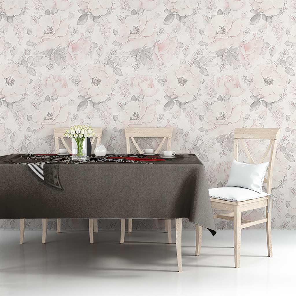 Hawaiian Honu Personalized Tablecloth Mocha Mousse Hibiscus Tribal Hook Pattern
