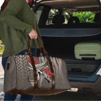 Hawaiian Honu Personalized Travel Bag Mocha Mousse Hibiscus Tribal Hook Pattern
