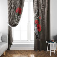 Hawaiian Honu Personalized Window Curtain Mocha Mousse Hibiscus Tribal Hook Pattern
