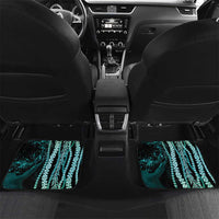 Hawaiian Honu Personalized Car Mats Dark Cyan Maile Pikake Flower Lei Inspired
