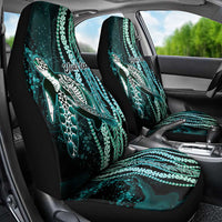 Hawaiian Honu Personalized Car Seat Cover Dark Cyan Maile Pikake Flower Lei Inspired