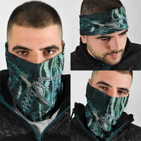 Hawaiian Honu Personalized Neck Gaiter Dark Cyan Maile Pikake Flower Lei Inspired