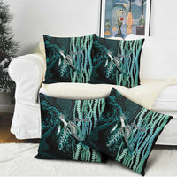 Hawaiian Honu Personalized Pillow Cover Dark Cyan Maile Pikake Flower Lei Inspired LT9 - Polynesian Pride