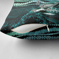 Hawaiian Honu Personalized Pillow Cover Dark Cyan Maile Pikake Flower Lei Inspired LT9 - Polynesian Pride